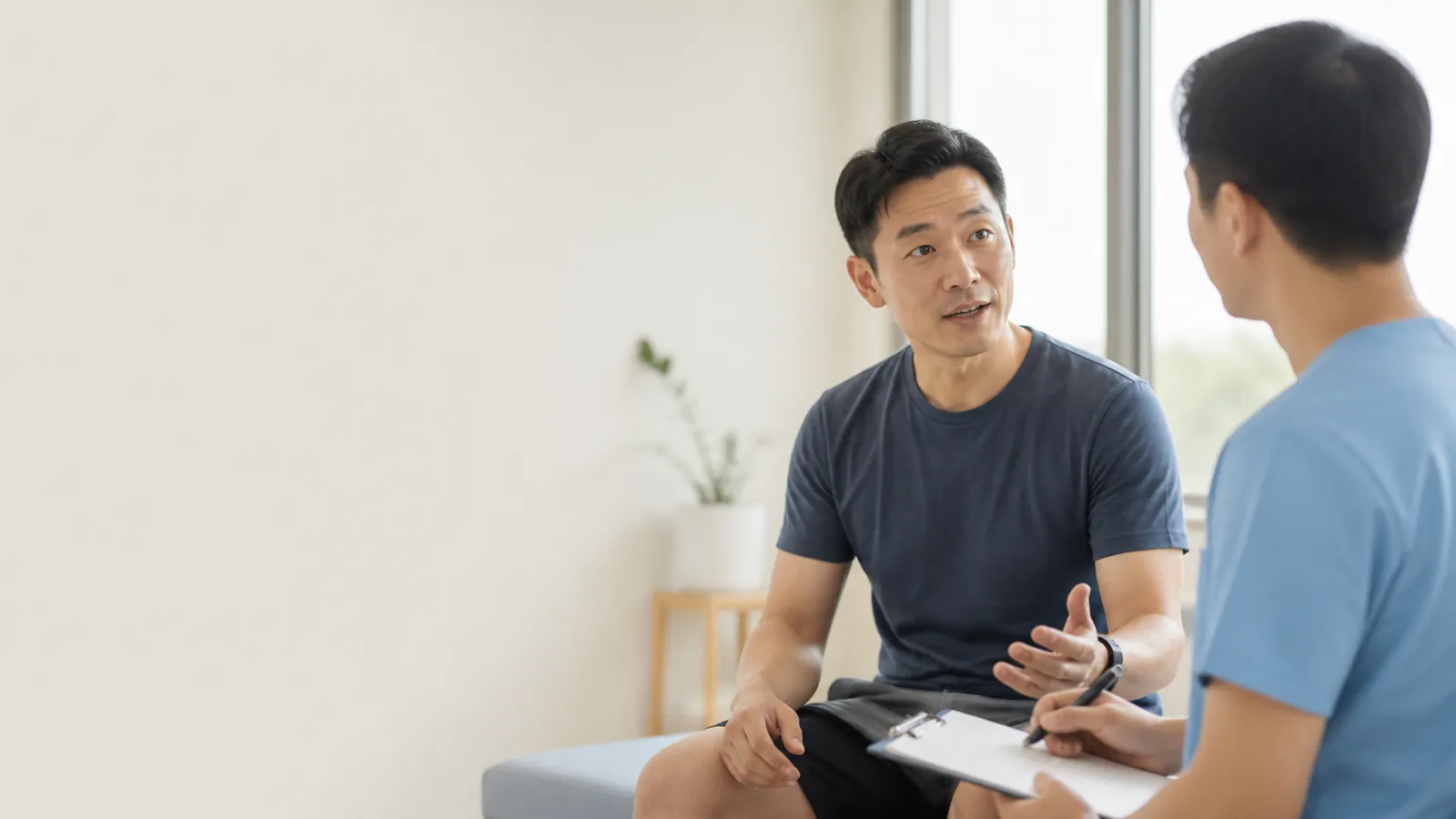 東亞男性與專業人員討論後續照護
